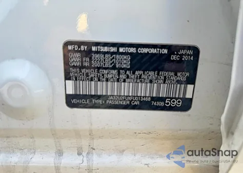 2015 Mitsubishi Lancer Es z USA, uszkodzony, nr VIN JA32U2FUXFU013468